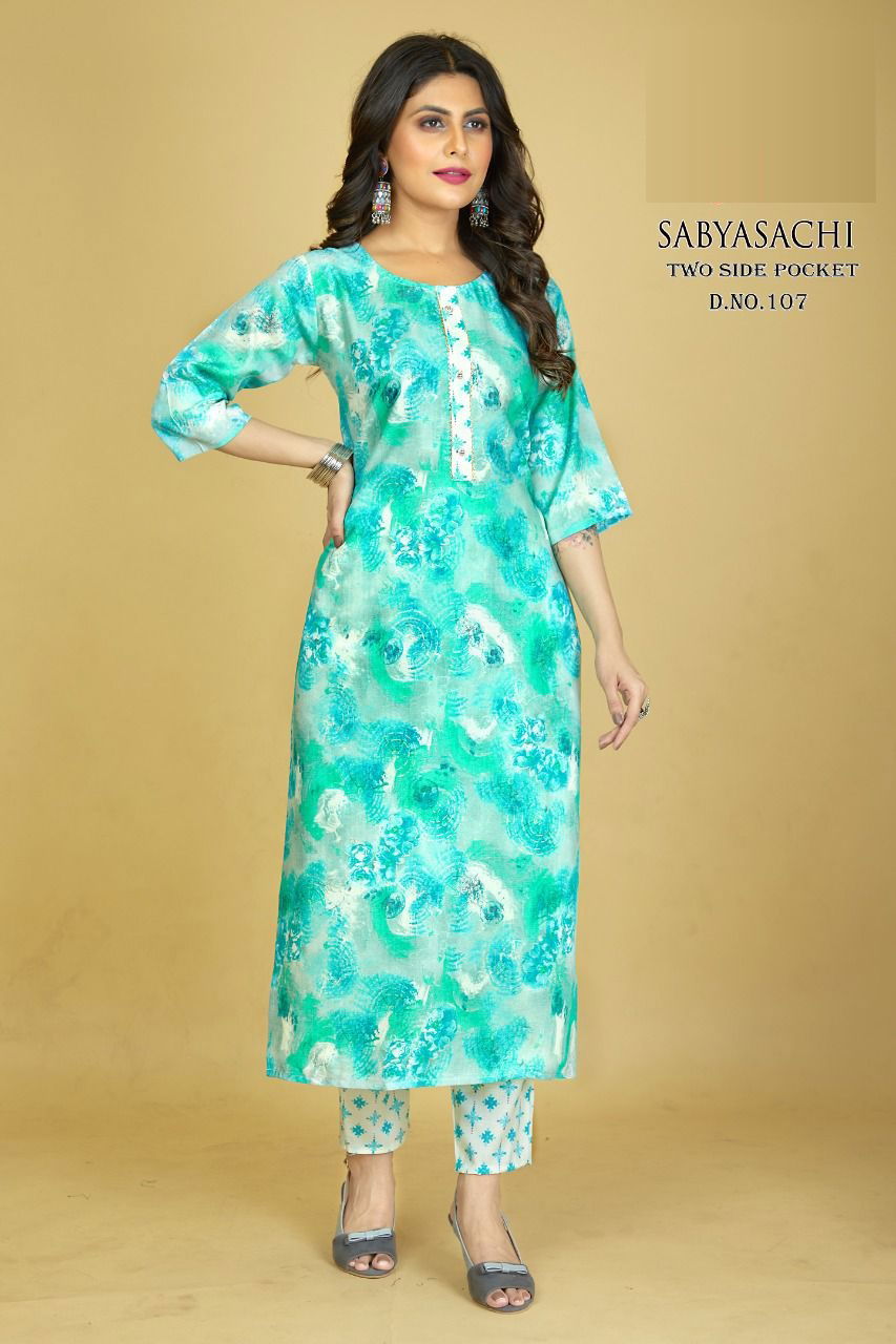 Sabyasachi 01 Capsule Wholesale Printed Kurti With Bottom Catalog
